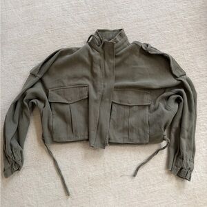 Cropped Olive Color Women's Jacket